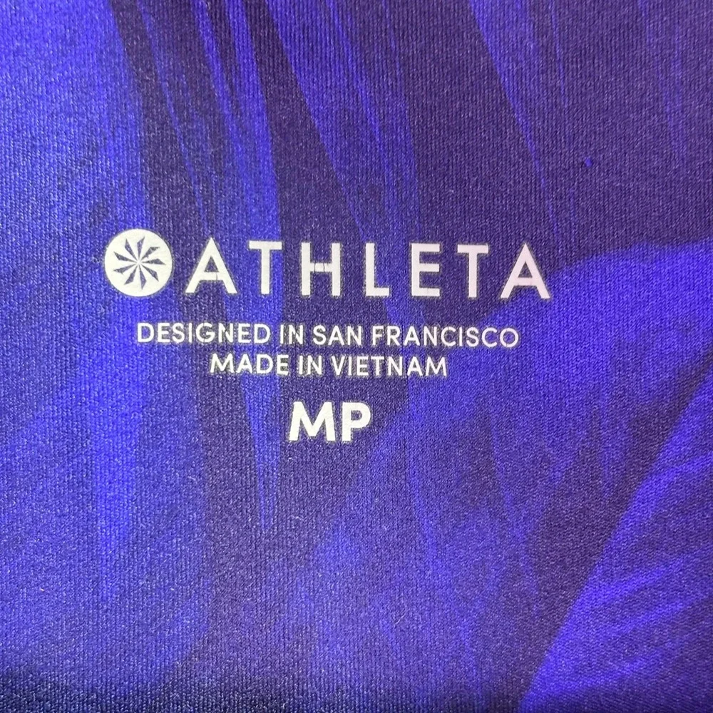 Athleta Women Leggings‎ MP Purple Tropical Palm Print High Rise Crop 209943